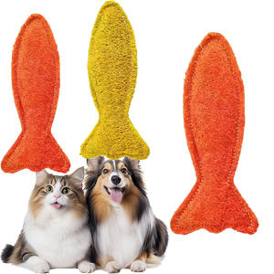Jouets naturels pour animaux de compagnie en loofah, fibres végétales comestibles, jouets pour chats pour le nettoyage des dents, simulation de poisson et de souris à la catnip - Product Image 1