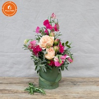 Boîte Cadeau Ronde en Daim pour Rose Éternelle Personnalisée, Emballage Floral Carré en Velours Rose pour Fleuriste, Boîte à Chapeau Florale