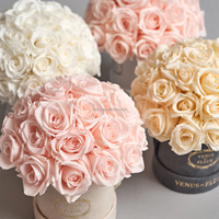 Luxe Floral Mini Dôme Boîte Ronde Éternelle Pour Toujours Éternité Rose Préservée Fleur De Mariage Fiançailles Chambre Décoration