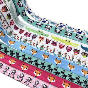 100 yardas Rana <span class=keywords><strong>Panda</strong></span> estampado pliegue sobre elástico zorro mariquita gato ballena sirena FOE elástico para niñas banda para el cabello pulsera Accesorios - Product Image 2