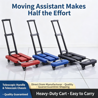 Chariot pliant léger et polyvalent avec base extensible, chariot à bagages portable avec roues en plastique noir