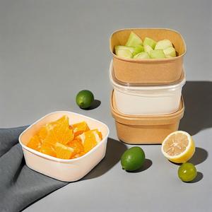 Takeout Paper Lunch <b>Box</b> Disposable Square Fast Food Packaging Paper Bowl Restaurant Square Take Away Paper Bowl with Lids - Product Image 5