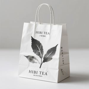 Bolsas de Papel Kraft Blancas Simples y Elegantes para Compras y Envoltura de Regalos con Asas Resistentes - Product Image 1