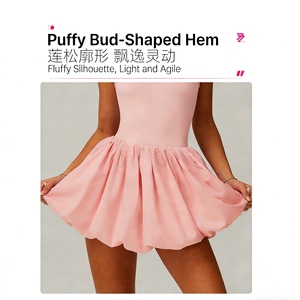 Robe de tennis pour femme à ourlet bouffant - Sans manches, col carré, short intégré, tenue de sport athlétique, mode féminine - Product Image 5