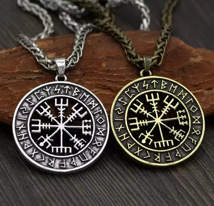 RTS Viking Rune Vig Stainless Steel Man's Compass Pendant Necklace 2023 direct from Amazons Factory