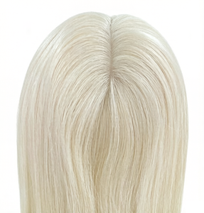 Topper en Cheveux Humains Européens avec Base en Soie pour Femmes, Postiche Remy Mono Lace à Clipser, Topper en Cheveux Remy Vierge avec PU Couleur Blonde - Product Image 5