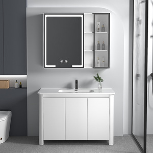 Nouvelle armoire de salle de bain en aluminium avec lavabo intégré sans joint, armoire de salle de bain sur pied - Product Image 1