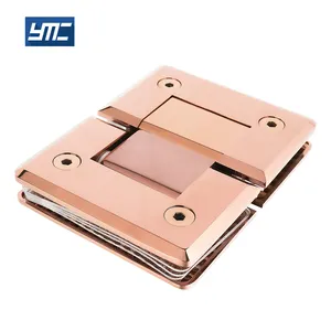 180 degree heavy duty modern fashion round edge rose gold glass door brass shower hinge