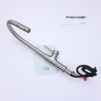 Robinet de cuisine monocommande en acier inoxydable 304 brossé, à poser sur comptoir, avec cartouche céramique, eau chaude/froide, bec extractible rotatif