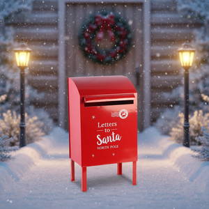 Boîte aux lettres de Noël de style vintage en fer pour le Père Noël, décoration de boîte aux lettres en fer pour l'extérieur, jardin, cour, fête à domicile - Product Image 3