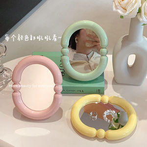 Bán Buôn Hàn Quốc Nhựa Hình Bầu Dục Trang Điểm Gương Treo Tường Phòng Ngủ Vuông Gương Vẻ Đẹp Công Cụ Hàng Ngày Trang Điểm Có Thể Gập Lại Máy Tính Để Bàn Gương - Product Image 4