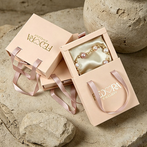 Luxury Drawer <b>Gift</b> <b>Box</b> With Ribbon Handle Custom Logo Printed Sliding Paper Packaging Set for Scarf Clothing Wholesale - Product Image 2