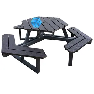 Durable Anti-UV Powder Coating Outdoor HDPE Plastic Wood Slats Patio Garden Park Bench Plastic Wood Table