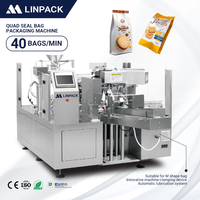 Machine d'emballage rotative entièrement automatique pour sachets préformés à soufflet, haute efficacité, pour biscuits et gâteaux, fabriquée en Chine par LINPACK