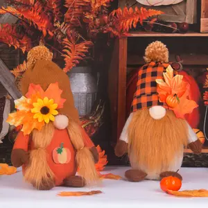 Halloween Pumpkin Harvest Festival Thanksgiving Autumn Doll Ornament Maple Leaf Faceless Doll Gnome