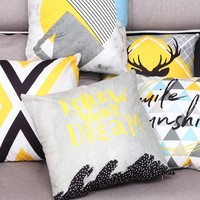Offre Spéciale jaune gris décor velours personnalisé unilatéral Double face imprimé taie d'oreiller housses de coussin taie d'oreiller