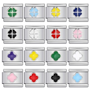 Stainless Steel Four Leaf Clover Charms Aperture Setting DIY <b>Bracelet</b> Accessories Gift Jewelry 12mm - Product Image 1