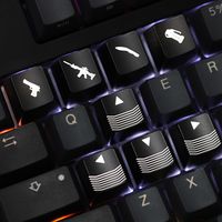 Clavier mécanique avec touches WASD personnalisées en ABS, translucides, gravées au laser, rouges et noires, avec finition pulvérisée à l'huile