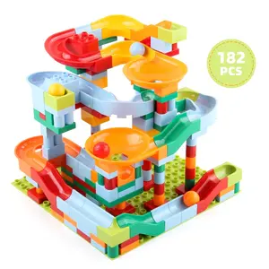 182 Pcs Marmeren Run Bouwstenen Klassieke Grote Blokken Stem Speelgoed Bakstenen Set Kids Race Track Compatibel Bulk Bricks Set voor Peuter