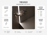 Perfil de Aluminio para Iluminación de Muebles, Decoración de Armarios y Vestidores, Cuerpo Delgado, Antideslumbrante, YB1022-33