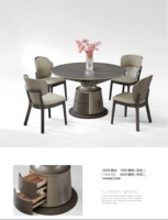Ensemble de table à manger ronde extensible moderne en marbre de style nordique avec rangement à tiroirs pour appartement et hôtel