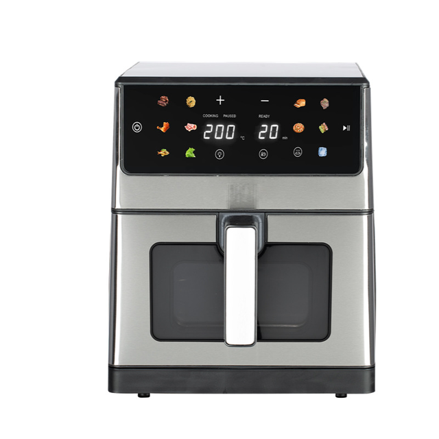 Factory Directly Sale Black 8L Smart Electric Oil-Free Air Fryer with Touch Screen Control and Visible Window