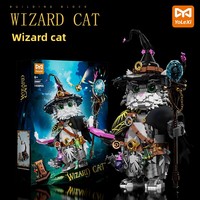 Yonglexing 33007 Gato Mago, Bloques de Construcción, Modelo de Adorno, Compatible con Juguetes para Niños, Plástico