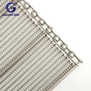 Manufacture Stainless Steel Metal Spiral Woven Chain Link Rod Conveyor Belt For Food Industry Fry Potato Chips