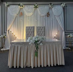 Nuovo sipario <span class=keywords><strong>verde</strong></span> <span class=keywords><strong>scuro</strong></span> personalizzato con pannello di fondo Swag anteriore per drappi di scena di nozze decorazione per eventi - Product Image 6