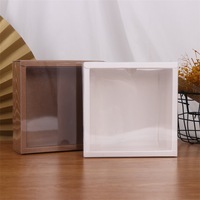 Boîte d'emballage et de rangement en carton kraft blanc rectangulaire carré épais transparent en PVC, boîte à tiroir, impression de LOGO