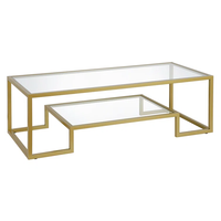 Table basse rectangulaire de luxe moderne en acier inoxydable classique noir et or clair avec finition chromée pour le salon