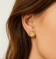 Boucles d'oreilles clous coquillage Loveher, design tendance et étanche avec logo, cadeau unisexe pour femme, bijoux de mode en argent 925 et laiton