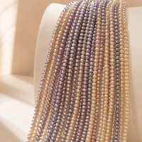 Perles d'eau douce naturelles Zhuji Pearl de 6-7 mm, jaunes et violettes, de forme ronde, pour la fabrication de colliers DIY