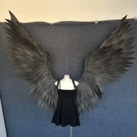 Ailes d'Ange Noires en Mousse pour Adultes Grande Taille Accessoire de Costume Cosplay Déguisement de Fête d'Halloween