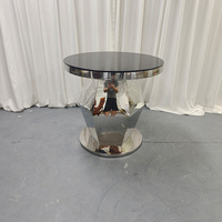 Mesa de Pastel de Vidrio Espejo y Acero Inoxidable Moderna y de Lujo, Adecuada para Bodas, Fiestas, Eventos de Comedor, Decoración de Hoteles y Exteriores