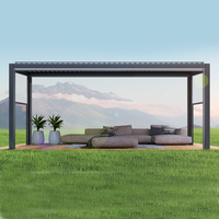 Pergola bioclimatique motorisée intelligente en aluminium, résistante à la pluie, pour espaces extérieurs, avec toit à lames orientables