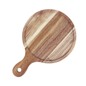 Tabla de servir de madera redonda con mango tipo pala, bandeja para quesos y charcutería, vajilla para fiestas - Product Image 5