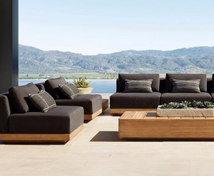 Ensemble de canapés en teck confortable et luxueux pour toutes les saisons, fauteuil pivotant moderne pour salon de villa, mobilier d'extérieur - Product Image 2
