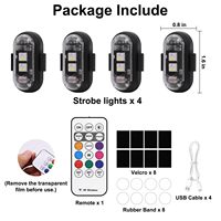 4PCS Wireless LED-Blitzlichter mit Fernbedienung, 8 Farben USB-Aufladung Wasserdichte Anti-Kollisions-LED-Not warnleuchten
