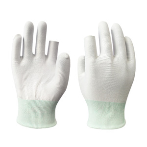 <b>Nylon</b> Fingerless Gloves 13 Needle Anti <b>Slip</b> Wrist Length For Construction Industry - Product Image 4