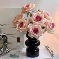 Bouquet de fleurs artificielles réalistes réutilisables à 7 têtes, style vintage, pour mariage, décoration de vase, bouquet de roses antiques, fausses fleurs en gros