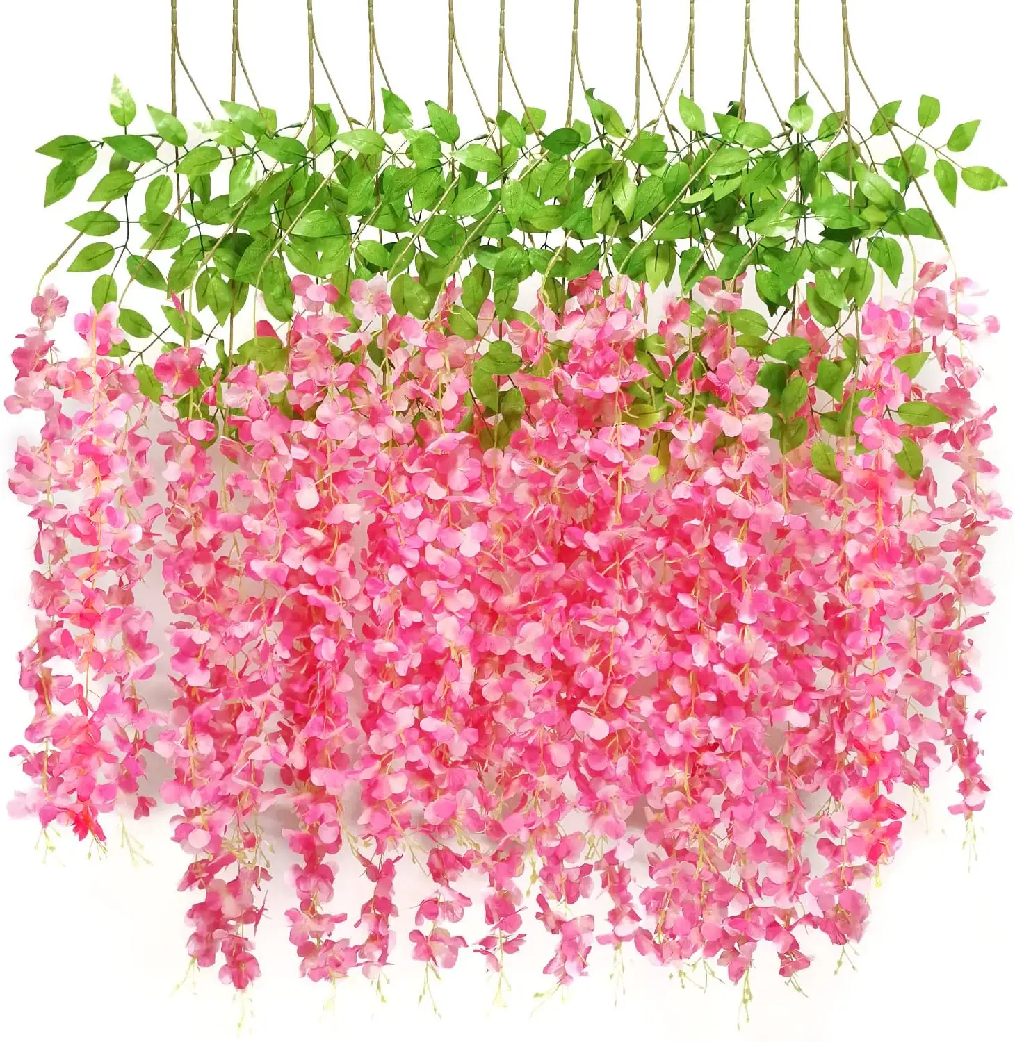 Guirnalda de flores falsas de ratán para decoración de boda, cadena de seda colgante, color Pastel, 3,6 pies, paquete de 12