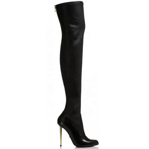 Bottes hautes pour femmes, design concis, grande taille 43, au-dessus du genou, avec fermeture éclair arrière, talon fin, bottines longues - Product Image 6