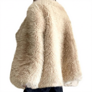 Manteau en fausse fourrure pour femme, long, épais et moelleux, ouvert sur le devant, décontracté, couleur unie, manches longues, longueur midi, veste chaude pour l'hiver - Product Image 5