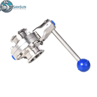 Vanne papillon manuelle sanitaire à trois colliers en acier inoxydable SS304 SS316L pour système de refroidissement liquide de centre de données