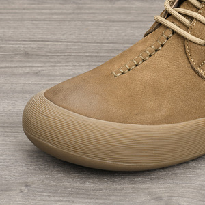 Chaussures de marche pour hommes en cuir véritable, bout rond, à lacets, respirantes, semelle extérieure en caoutchouc, printemps automne, décontractées, confortables - Product Image 3