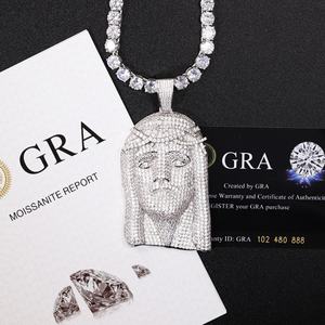 Joyería Hip Hop Personalizada, Colgante de Plata de Ley S925 con Moissanita VVS, Colgante de Jesús con Incrustaciones de Diamantes, Collar Cubano para Raperos - Product Image 3