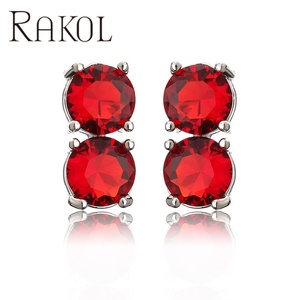 RAKOL EP1200 Fashion Colorful <b>Silver</b> Plated Versatile Korean Style Girls' Bulk Zircon <b>Earrings</b> - Product Image 2