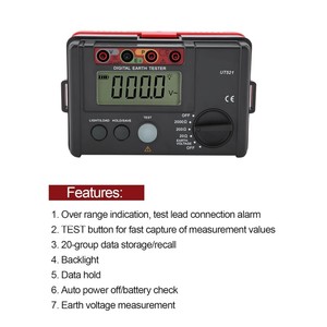 Kit de Probador de Conexión a Tierra Digital UNI-T UT521 UT522, Ohmímetro Electrónico para Pruebas de Aislamiento a Tierra - Product Image 5