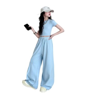 <span class=keywords><strong>Abbigliamento</strong></span> Casual estivo per ragazze pantaloni larghi a vita alta e pantaloni lunghi fino al pavimento per t-shirt Slim <span class=keywords><strong>abbigliamento</strong></span> per ragazzi per 8-14 anni - Product Image 1